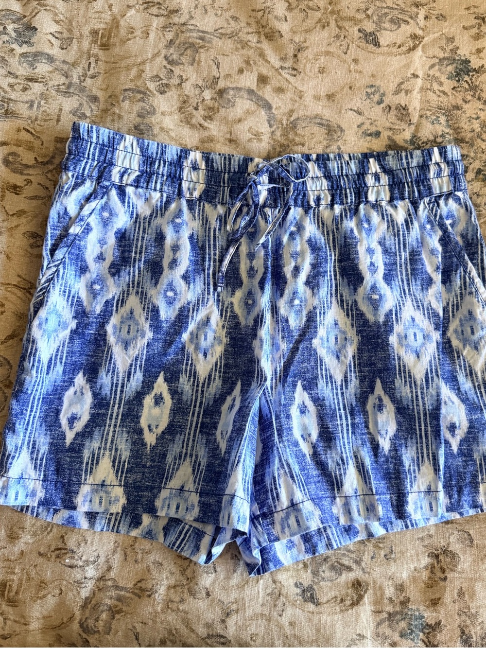 Tommy Bahama Blue & White Linen Drawstring Shorts